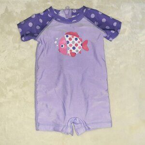 WAVE ZONE 1 PC SWIMSUIT RASH GUARD SUN PROTECTION SUIT-GIRLS SIZE 3-6 MO